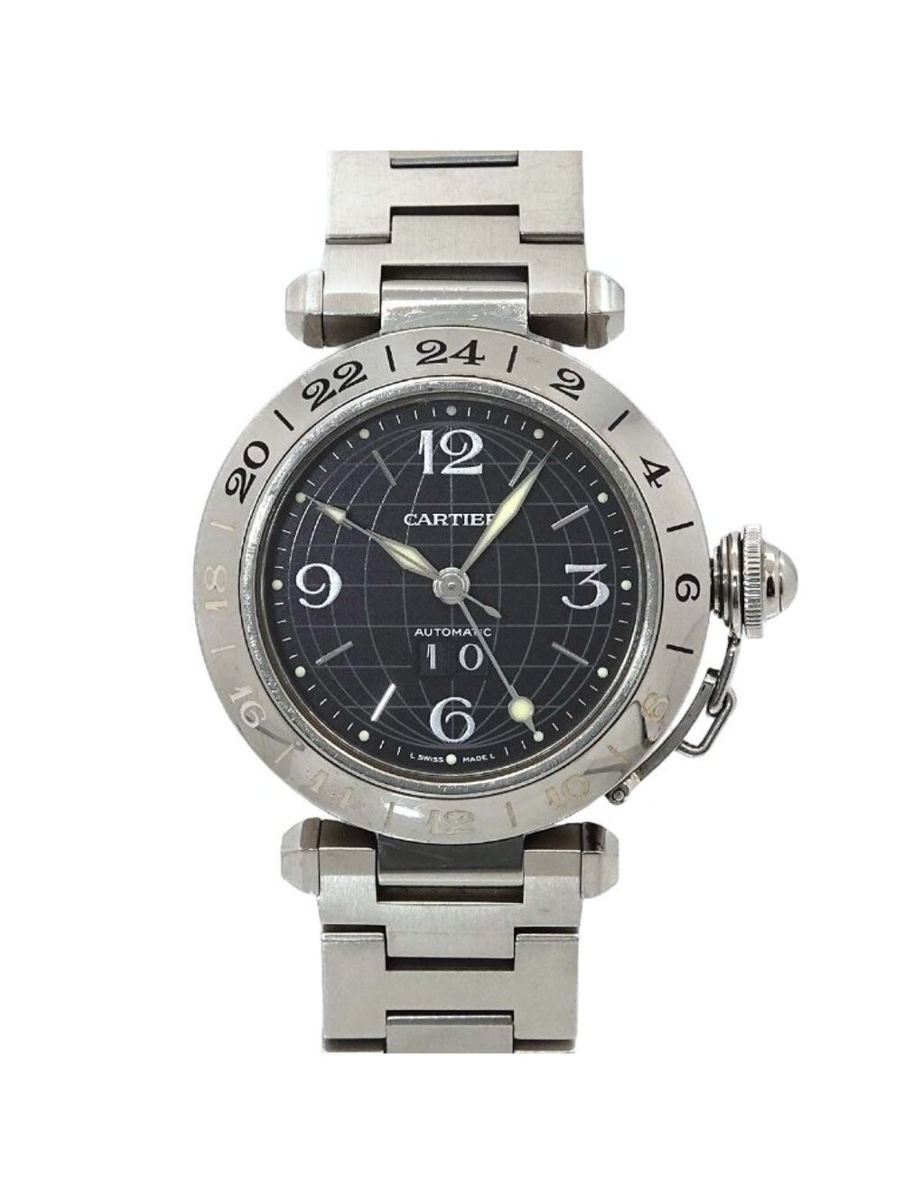 Cartier Pasha C Meridian GMT Big Date Boys' Watch Black Automatic